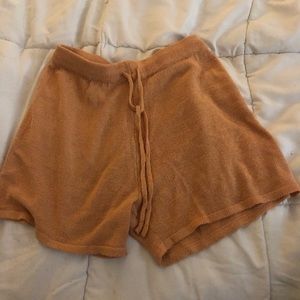 TAN KNIT SHORTS